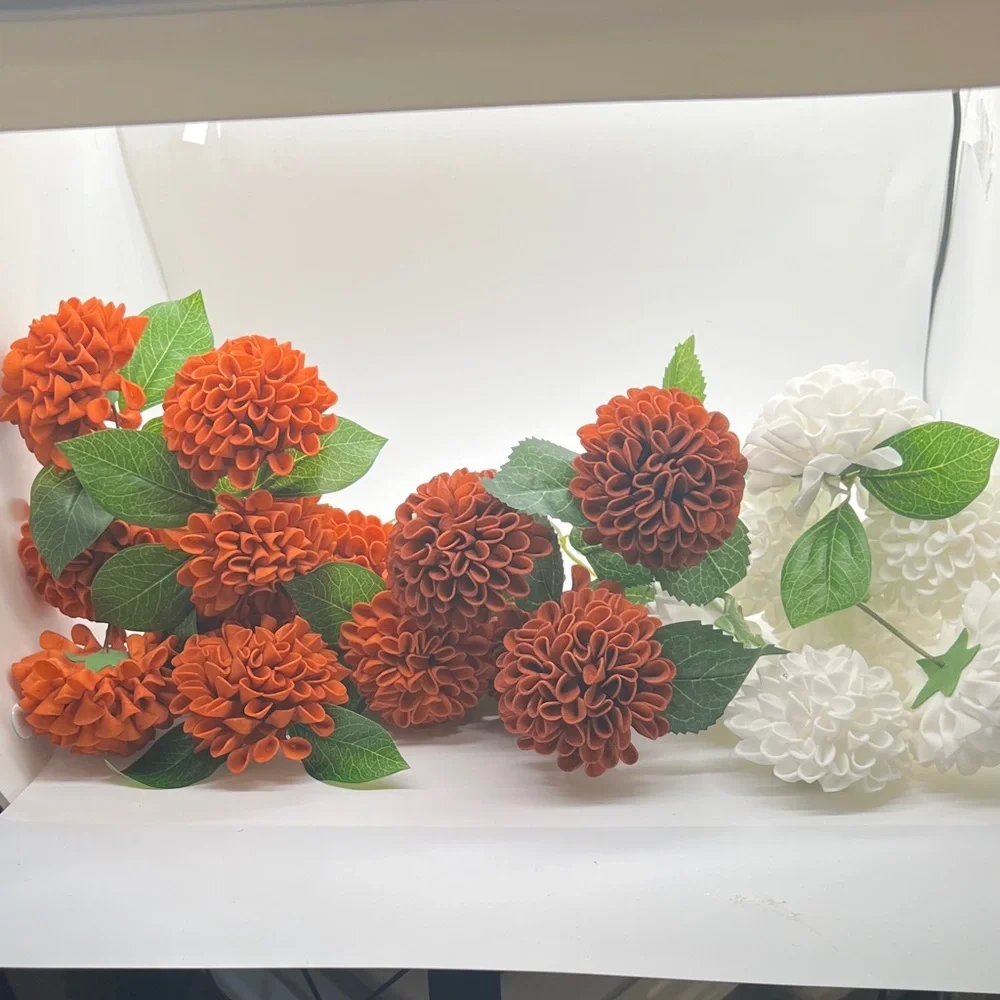 Orange and White Artificial Flower Set